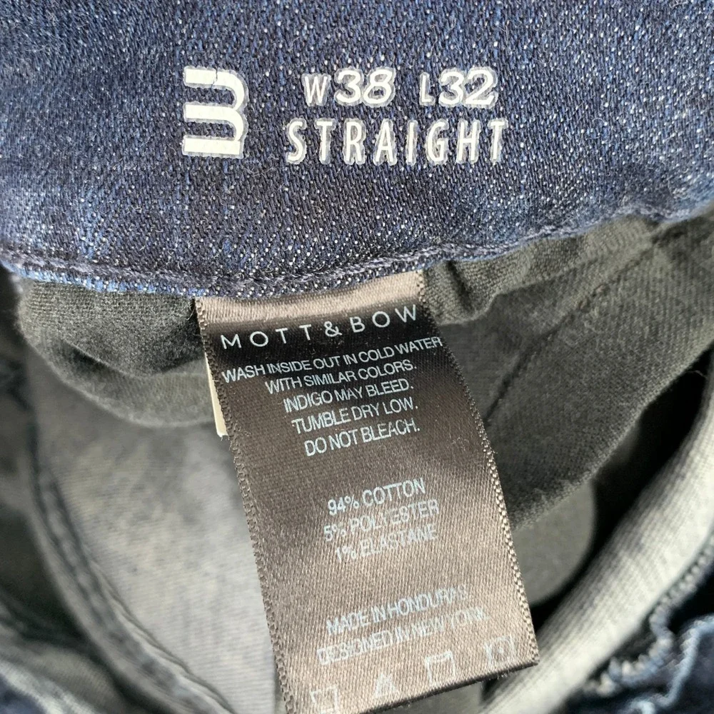 Mott & Bow Jeans Men 38x31 Straight Dark Blue Denim Stretch Modern